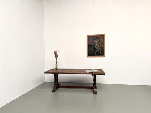 Table de ferme bourgeoise en chêne, années 50, vue 27