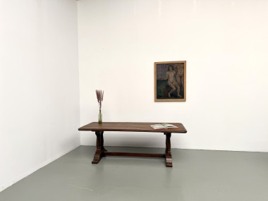 Table de ferme bourgeoise en chêne, années 50, vue 27