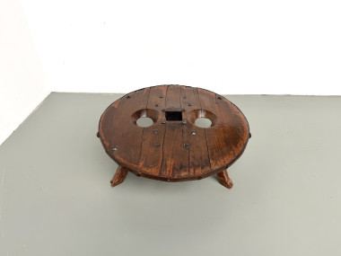 Table Basse Brutaliste Circulaire en Bois Massif – Art Populaire Brésilien, Années 1950, vue 4