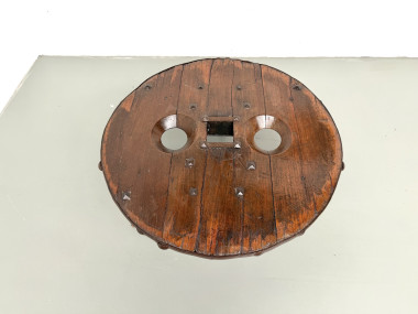 Table Basse Brutaliste Circulaire en Bois Massif – Art Populaire Brésilien, Années 1950, vue 5