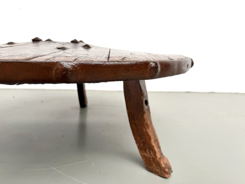 Table Basse Brutaliste Circulaire en Bois Massif – Art Populaire Brésilien, Années 1950, vue 9