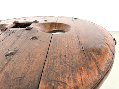Table Basse Brutaliste Circulaire en Bois Massif – Art Populaire Brésilien, Années 1950, vue 10