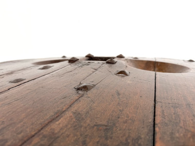Table Basse Brutaliste Circulaire en Bois Massif – Art Populaire Brésilien, Années 1950, vue 11