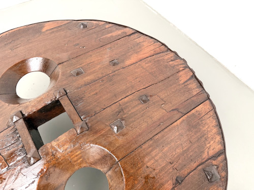 Table Basse Brutaliste Circulaire en Bois Massif – Art Populaire Brésilien, Années 1950, vue 14