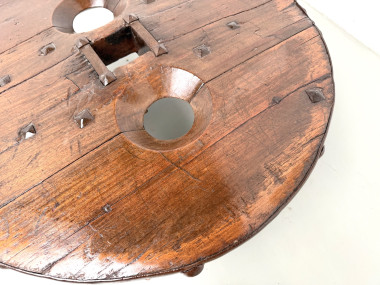 Table Basse Brutaliste Circulaire en Bois Massif – Art Populaire Brésilien, Années 1950, vue 15