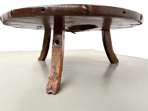 Table Basse Brutaliste Circulaire en Bois Massif – Art Populaire Brésilien, Années 1950, vue 16