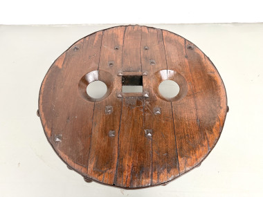 Table Basse Brutaliste Circulaire en Bois Massif – Art Populaire Brésilien, Années 1950, vue 20