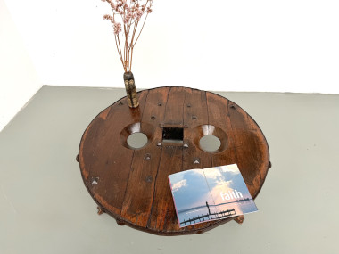 Table Basse Brutaliste Circulaire en Bois Massif – Art Populaire Brésilien, Années 1950, vue 23