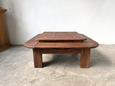 Table basse en chêne à double plateau, vue 2