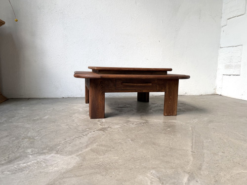 Table basse en chêne à double plateau, vue 3