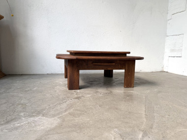 Table basse en chêne à double plateau, vue 3