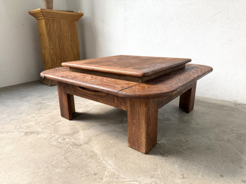Table basse en chêne à double plateau, vue 6