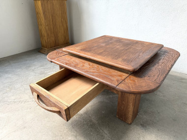 Table basse en chêne à double plateau, vue 7