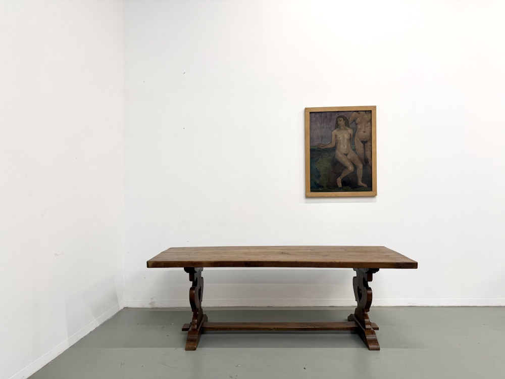 Table monastère en chêne, circa 1900, vue 1