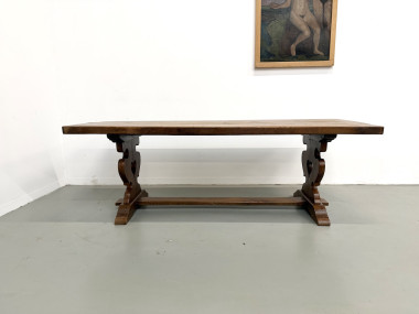 Table monastère en chêne, circa 1900, vue 2