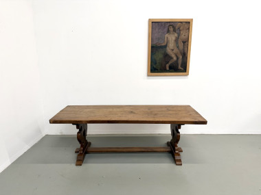 Table monastère en chêne, circa 1900, vue 3