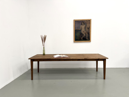 Table de ferme aux pieds fuseaux, L 260 cm, vue 1