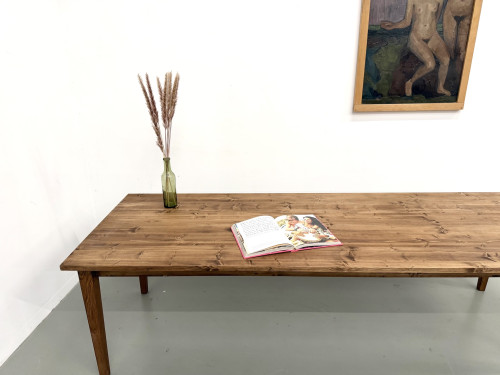 Table de ferme aux pieds fuseaux, L 260 cm, vue 2