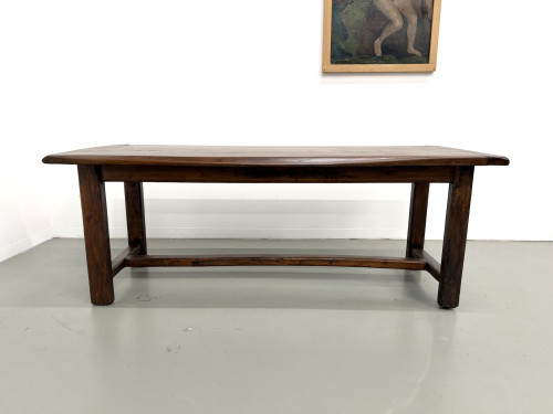 Table de ferme circa 1900 en chêne et pin massif, vue 2