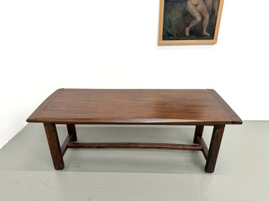 Table de ferme circa 1900 en chêne et pin massif, vue 3