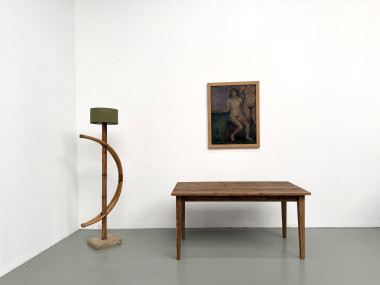 Table de ferme aux pieds fuseaux, L155 cm, vue 1