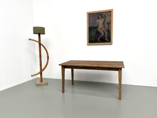 Table de ferme aux pieds fuseaux, L155 cm, vue 3