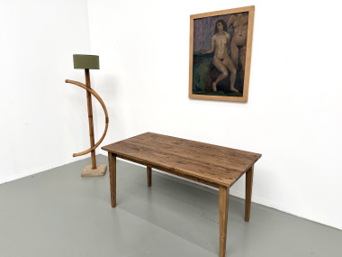 Table de ferme aux pieds fuseaux, L155 cm, vue 4