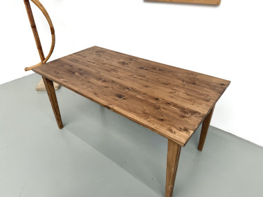 Table de ferme aux pieds fuseaux, L155 cm, vue 6