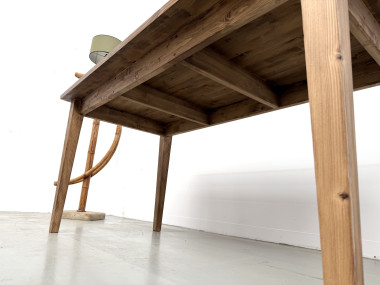 Table de ferme aux pieds fuseaux, L155 cm, vue 10