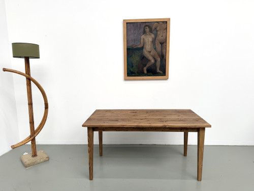 Table de ferme aux pieds fuseaux, L155 cm, vue 12