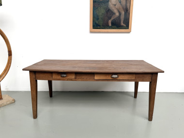Table de ferme en chêne massif, années 30, vue 2