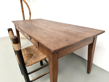 Table de ferme en chêne massif, années 30, vue 5