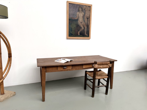 Table de ferme en chêne massif, années 30, vue 13