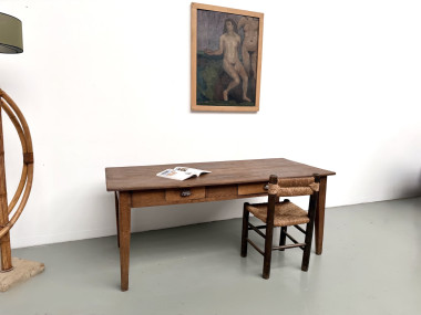 Table de ferme en chêne massif, années 30, vue 13