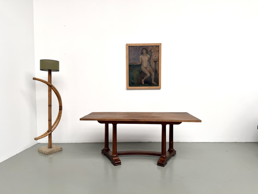 Table de repas ou bureau Art Déco en chêne et hêtre – Années 1930, vue 1