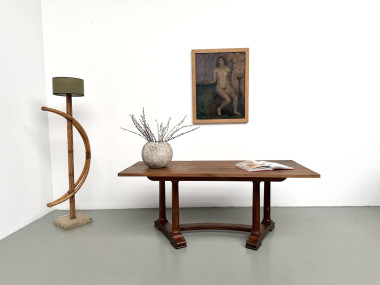 Table de repas ou bureau Art Déco en chêne et hêtre – Années 1930, vue 3