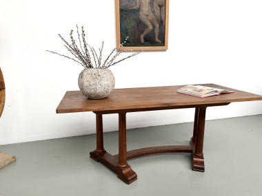 Table de repas ou bureau Art Déco en chêne et hêtre – Années 1930, vue 5