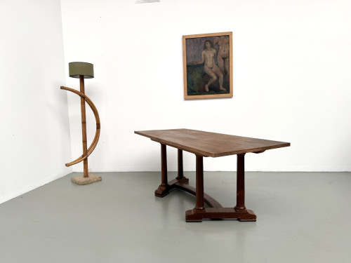Table de repas ou bureau Art Déco en chêne et hêtre – Années 1930, vue 16