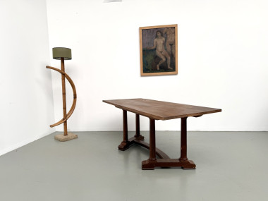 Table de repas ou bureau Art Déco en chêne et hêtre – Années 1930, vue 16
