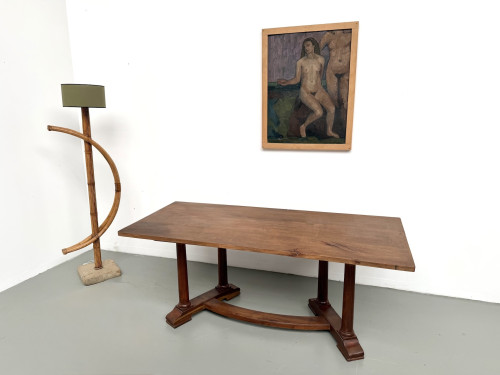 Table de repas ou bureau Art Déco en chêne et hêtre – Années 1930, vue 24