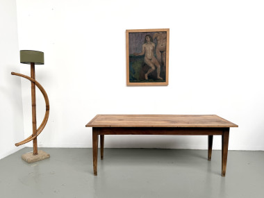 Table de ferme en noyer massif, années 50, vue 1