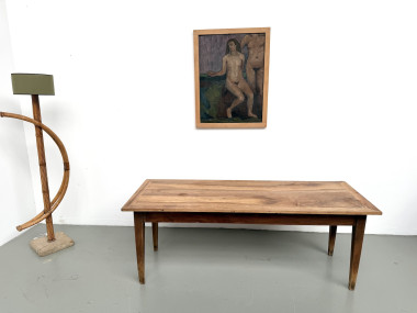 Table de ferme en noyer massif, années 50, vue 3