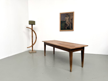 Table de ferme en noyer massif, années 50, vue 21