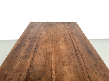Table de ferme en noyer massif, pieds tournés, 1920, vue 25