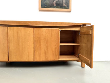 Enfilade galbée Maison Regain en orme massif, 1970, vue 14