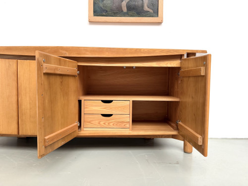 Enfilade galbée Maison Regain en orme massif, 1970, vue 16