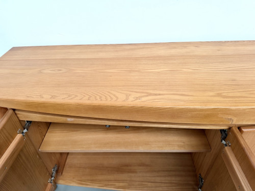 Enfilade galbée Maison Regain en orme massif, 1970, vue 23