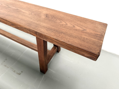 Paire de bancs taille XL en chêne massif, années 50, vue 7
