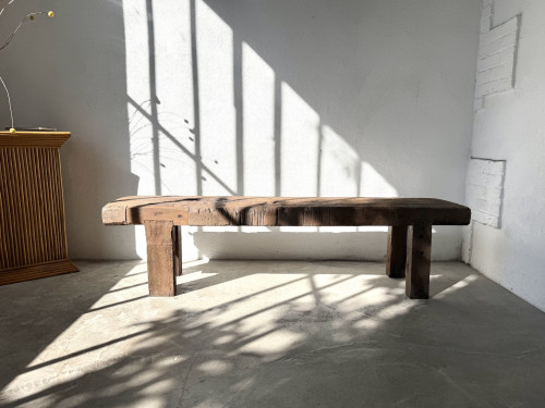 Banc Établi Brutaliste en Chêne Massif – Pièce Unique, Art Populaire XXe, vue 2