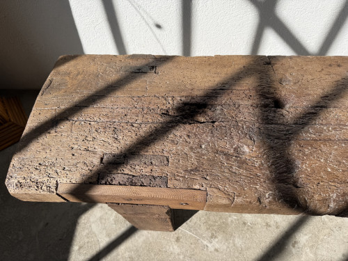 Banc Établi Brutaliste en Chêne Massif – Pièce Unique, Art Populaire XXe, vue 6